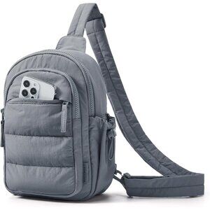 〽️Women Grey Puffer Crossbody Hobo Hanny Pack Travel Hiking Small Sling Bag